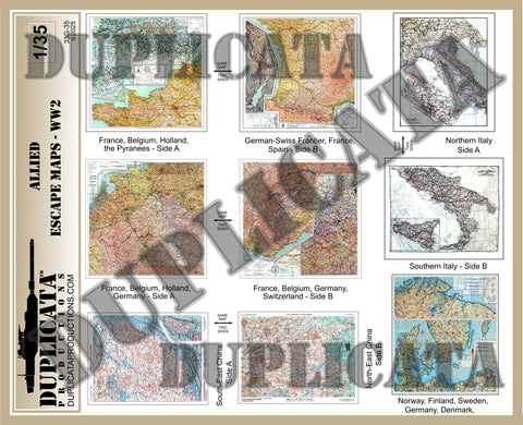Allied Aviator Escape Maps, WW2 - 1/35 Scale