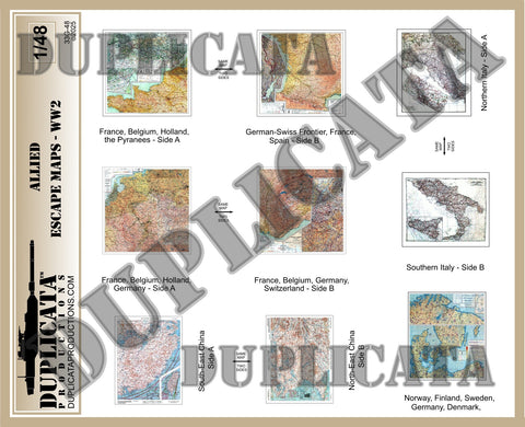 Allied Aviator Escape Maps, WW2 - 1/48 Scale