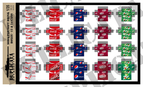 Soda / Pop / Soft Drink 12 & 24 Can Boxes - 1/35 Scale - Duplicata Productions