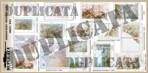 German Maps, Western Front, WW2 - 1/35 Scale