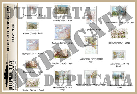 German Maps, Western Front, WW2 - 1/72 Scale