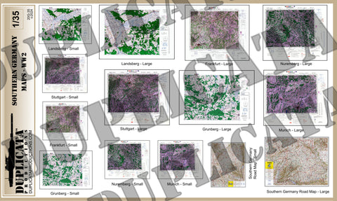 Allied Maps - Southern Germany, WW2 - 1/35 Scale