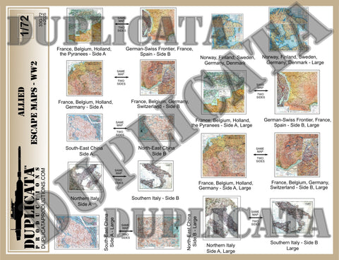 Allied Aviator Escape Maps, WW2 - 1/72 Scale
