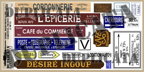 Signs & Ads, Carentan, France -  WW2 - 1/35 Scale (2 sheets)