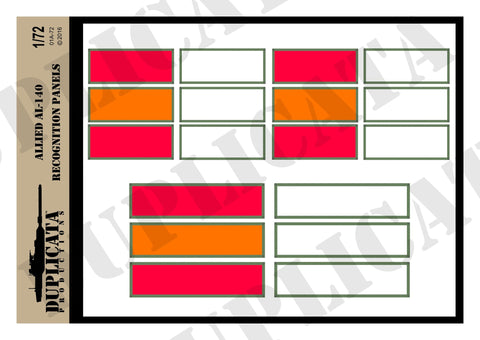 Allied AL-140 Recognition Panels -  WW2 - 1/72 Scale - Duplicata Productions