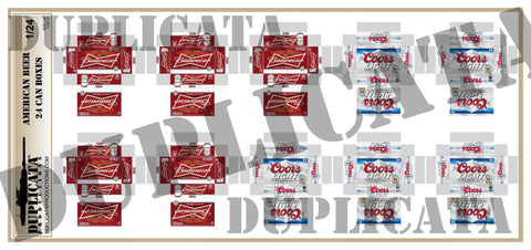 American Beer,  24 Can Beer Boxes - 1/24 Scale - Duplicata Productions