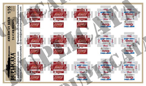 American Beer,  24 Can Beer Boxes - 1/35 Scale - Duplicata Productions