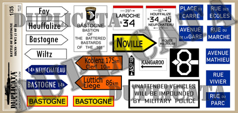 Battle of Bastogne Signs, Maps & Flags - 1/35 Scale (3 sheets)