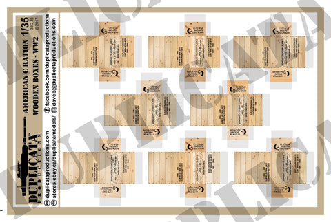 American C Rations Wooden Boxes, WW2 - 1/35 Scale - Duplicata Productions