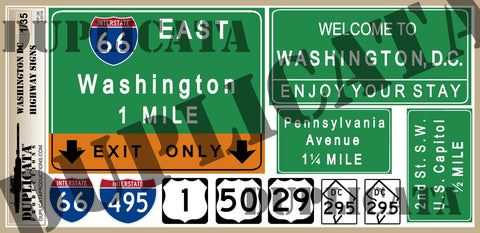 Washington D.C. Highway Signs - 1/35 Scale - Duplicata Productions