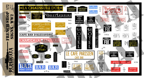 French Shop Signs - WW2 - 1/72 Scale - Duplicata Productions