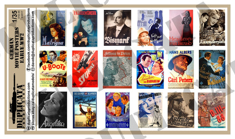 German Movie Posters -  Early WW2 - 1/35 Scale - Duplicata Productions