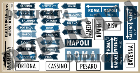 Road Signs, Italy -  WW2 - 1/35 Scale - Duplicata Productions