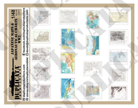 Japanese Maps & Aeronautical Charts -  WW2 - 1/48 Scale - Duplicata Productions