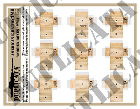 American K Rations Wooden Boxes, WW2 - 1/48 Scale - Duplicata Productions