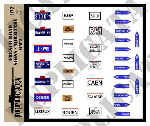 French Road Signs, Normandy -  WW2 - 1/72 Scale - Duplicata Productions