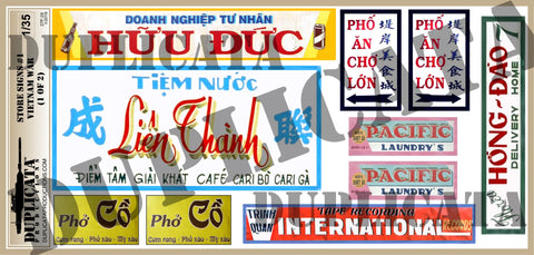 Store Signs #1 - Vietnam War - 1/35 Scale (2 sheets) - Duplicata Productions