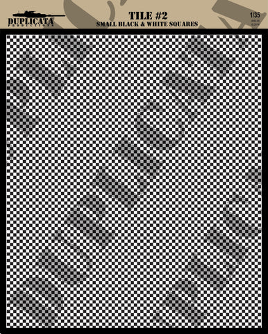 Tile #2 - Small Black & White Squares - 1/35 Scale - Duplicata Productions