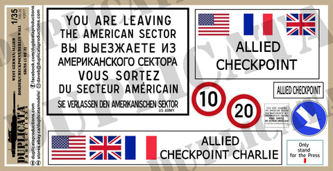 West German/Allied Berlin Wall/Border/Checkpoint Signs -1/35 Scale (3 sheets) - Duplicata Productions