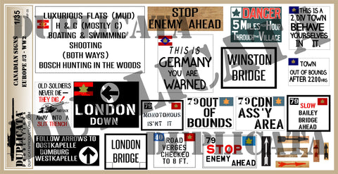 Canadian Road Signs, Europe #3 -  WW2 - 1/35 Scale - Duplicata Productions
