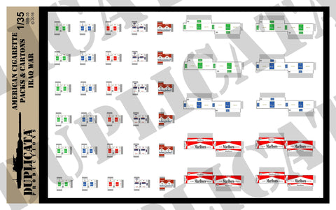 American Cigarette Packs & Cartons - Iraq War - 1/35 Scale - Duplicata Productions
