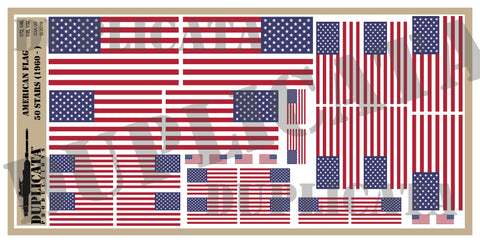 American Flag - 50 Stars (1960 to Present Day) - 1/72, 1/48, 1/35, 1/32 Scales - Duplicata Productions