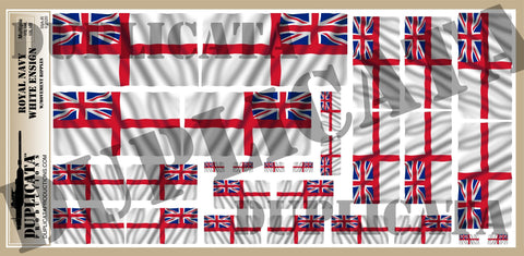Royal Navy White Ensign - 1/72, 1/48, 1/35, 1/32 Scales (w/Motion Ripples) - Duplicata Productions