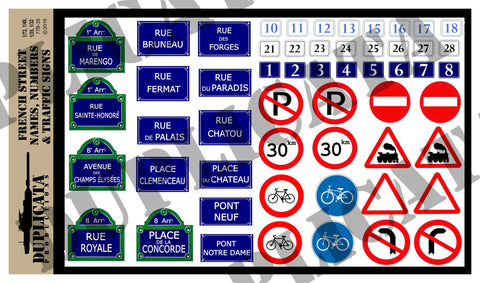 French Street Names, Numbers & Traffic Signs -  WW2 - 1/35 Scale - Duplicata Productions