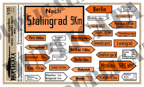 German Direction Signs, Eastern Front -  WW2 - 1/35 Scale - Duplicata Productions
