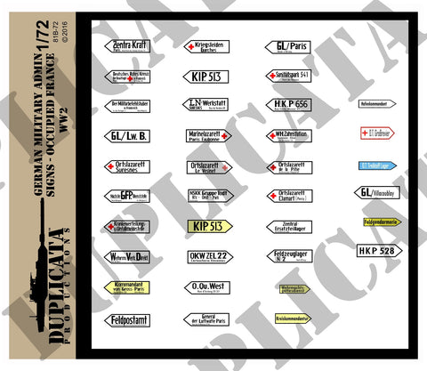 German Military Admin Signs, Occupied France -  WW2 - 1/72 Scale - Duplicata Productions