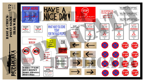 Base / Checkpoint Signs - Iraq War - 1/72 Scale - Duplicata Productions