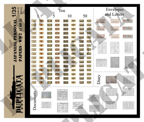 Japanese Personal Papers - WW2 - 1/35 Scale (2 sheets) - Duplicata Productions