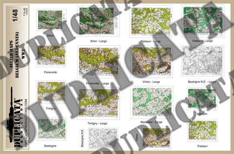 Allied Maps - Ardennes, Belgium - WW2 - 1/48 Scale