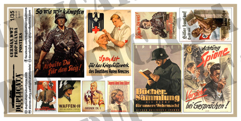 German WW2 Propaganda Posters, Various Sizes - 1/35 Scale - Duplicata Productions