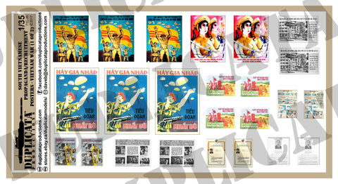 South Vietnamese Propaganda/Recruitment Posters - Vietnam War - 1/35 Scale (2 Sheets) - Duplicata Productions