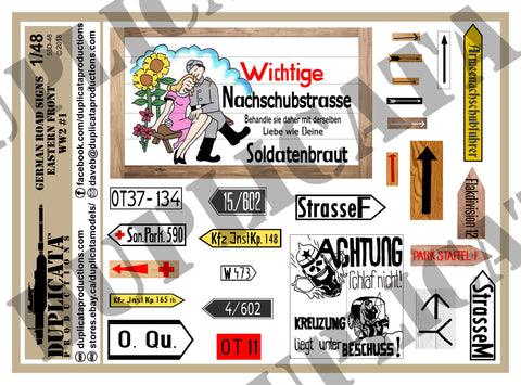 German Road Signs, Eastern Front #1 -  WW2 - 1/48 Scale - Duplicata Productions