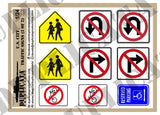 U.S. City Traffic Signs - 1/24 Scale (2 sheets) - Duplicata Productions