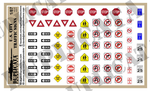 U.S. City Traffic Signs - 1/87 (HO) Scale - Duplicata Productions