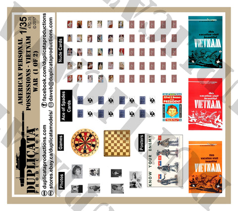 American Personal Papers/Possessions - Vietnam War - 1/35 Scale (2 Sheets) - Duplicata Productions